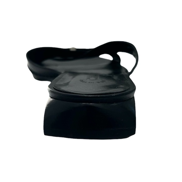 CHANEL BLACK LEATHER CRISS CROSS STRAP SANDAL WITH 1" BLOCK HEEL - Picture 13 of 16